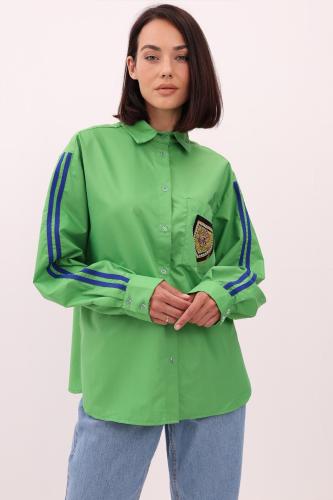 Рубашка с лампасами зеленая