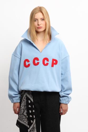 Свитшот СССР в рубчик голубой