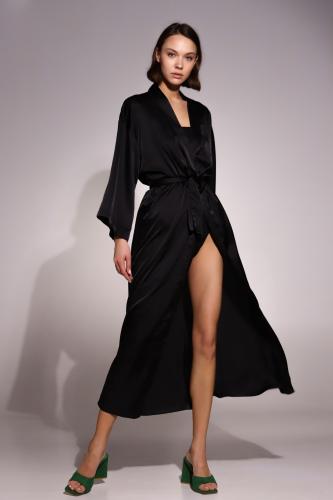Платье-халат шёлк чёрный