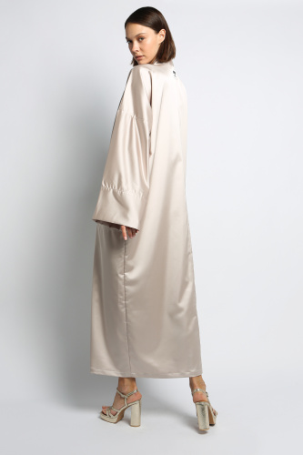 Платье-халат сатин бежевый