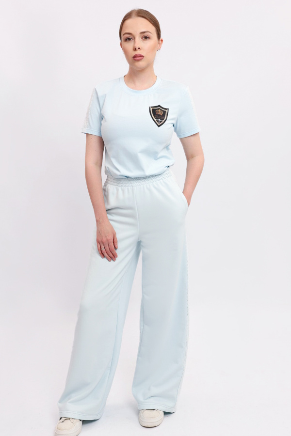 Брюки Палаццо голубые с лампасами