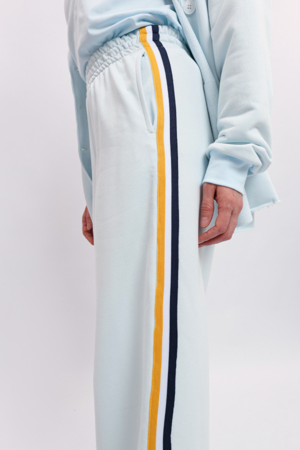 Брюки Палаццо голубые с лампасами