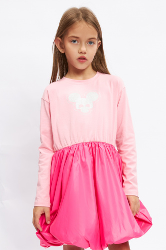 Платье с юбкой-баллон розовое