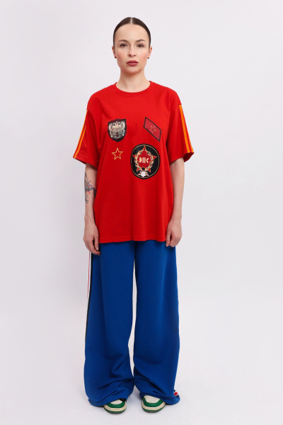 Брюки Палаццо синие с лампасами