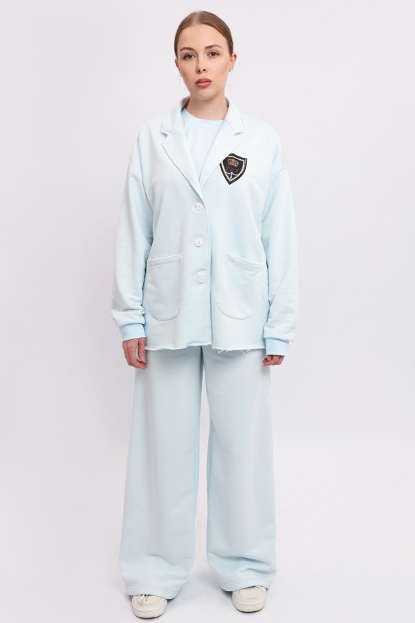 Брюки Палаццо голубые с лампасами