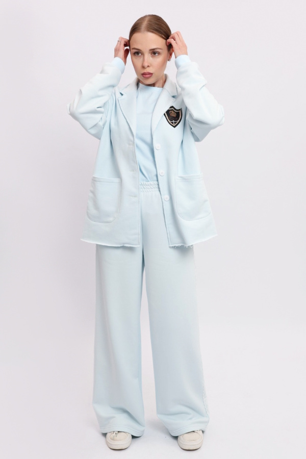 Брюки Палаццо голубые с лампасами