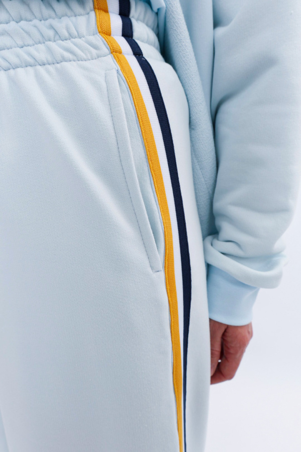 Брюки Палаццо голубые с лампасами