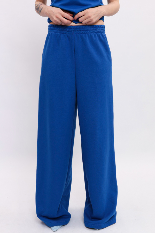 Брюки Палаццо синие с лампасами