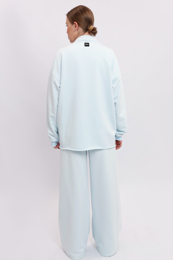 Брюки Палаццо голубые с лампасами