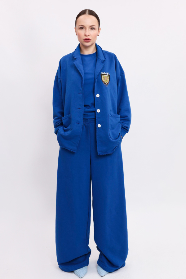 Брюки Палаццо синие с лампасами